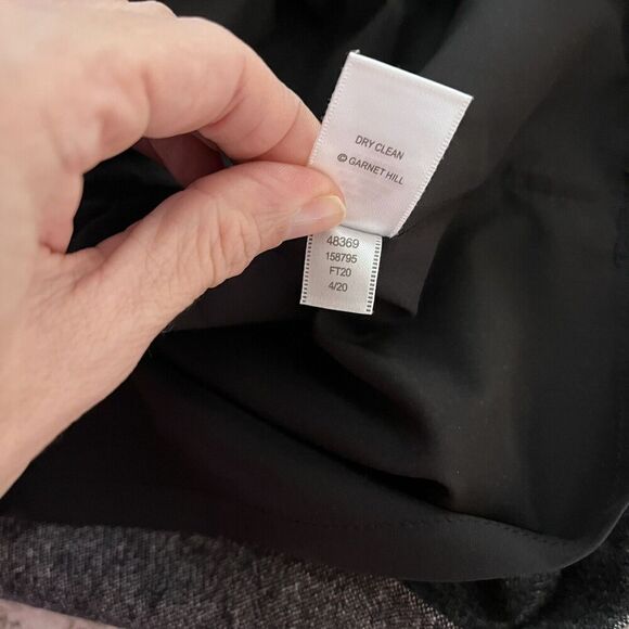 Garnet Hill Wool Skirt Womens 2 Gray Tweed Back Zip Career Minimal Classic Slit - Picture 5 of 8